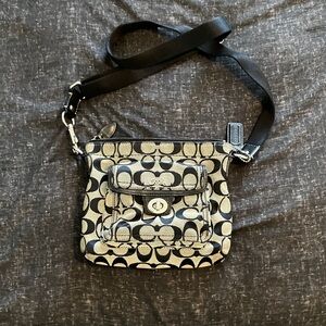Coach Black and Tan Signature Crossbody